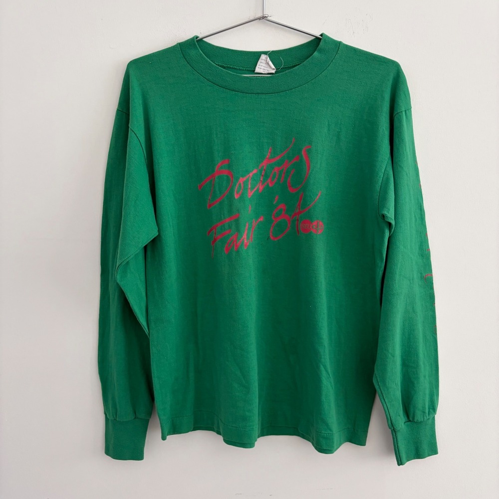 Vintage 80s Tee Jays Doctors Fair 86 SIU School of Medicine Long Sleeve Green